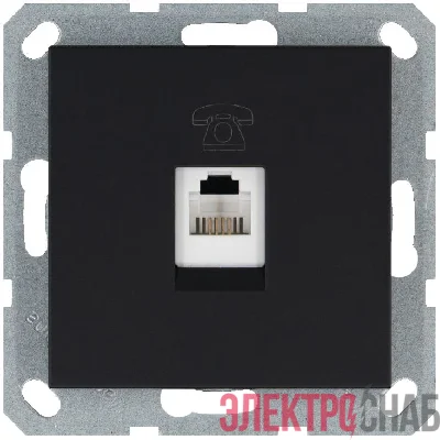 Розетка телефонная 1-м RJ11 механизм черн. матов. soft touch JasmartG6101PB