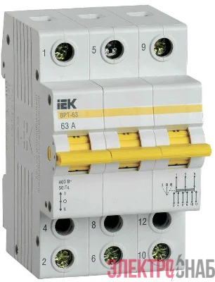 Выключатель-разъединитель трехпозиционный 3п ВРТ-63 63А KARAT IEK MPR10-3-063