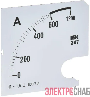 Шкала сменная для амперметра Э47 600/5А-1.5 96х96мм IEK IPA20D-SC-0600