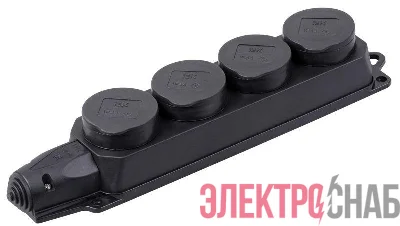 Колодка удлинителя 4-м IP44 Омега РБ34-1-0м с защ. крышкой каучук IEK PKR64-016-2-K02
