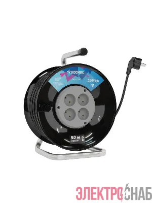 Удлинитель на катушке 4х50м с заземл. 16А IP20 3.5кВт ПВС 3х1.5 КОСМОС YKKsm50m-4g-Z(16A)