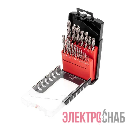 Набор сверл по металлу 1-10мм (через 0.5мм) Р6М5 цилиндрический хвостовик 19шт Kranz KR-91-0635