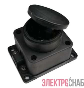Розетка 1-м 16А IP44 с защ. крышкой настен. с заземл. каучук 9321 черн. IN HOME 4690612010250