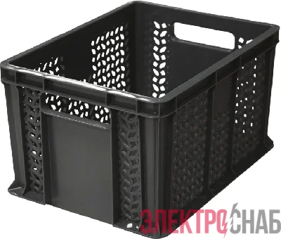 Ящик 400х300х230 дно сплошное, стенки перфорированные, с ручками  чёрный 703.02.01 703.02.01