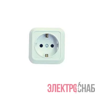 Розетка 1-м ОП 16А IP20 квадрат. с заземл. бел. Makel 45108