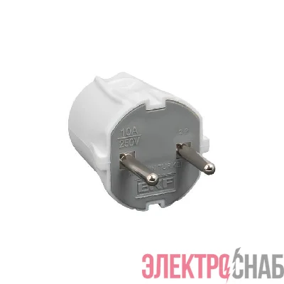 Вилка прямая 10А 250В без заземл. бел. PROxima EKF AVP10-10-r