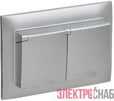 Розетка 2-м SKANDY 16А IP44 с крышкой в сборе SK-R12S серебр. IEK SK-R26-16-44-K23-F