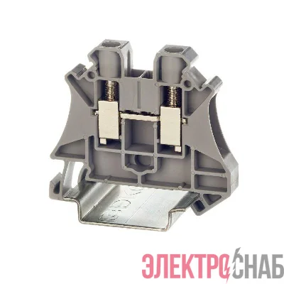 Клемма проходная винтовой зажим 2 точки подключения 6кв.мм сер. DKC TUR-6