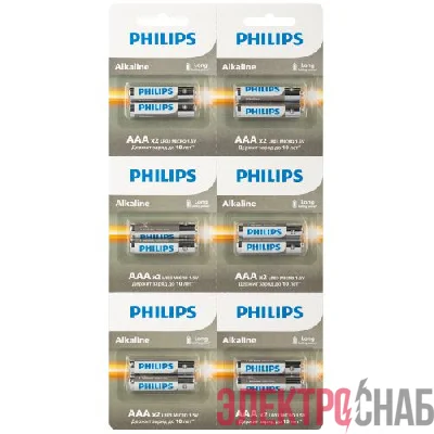 Элемент питания алкалиновый AAA/LR03 1.5В Entry отрывной набор (блист. 12шт) Philips Б0064646