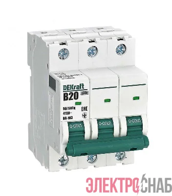 Выключатель автоматический модульный 3п B 20А 6кА ВА-103 DEKraft 12242DEK