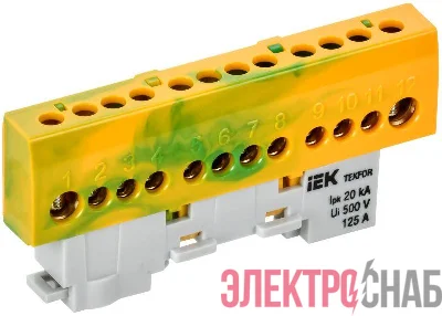 Шина PE "земля" изол. на универс. держ. 8х12-12-ЖЗ TEKFOR IEK TF-NN20-12-KL-K52