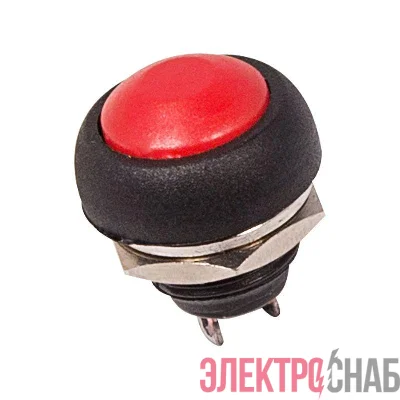 Выключатель-кнопка 250В 1А (2с) OFF-(ON) Б/Фикс красн. Micro (PBS-33В) Rexant 36-3050