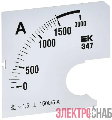 Шкала сменная для амперметра Э47 1500/5А-1.5 72х72мм IEK IPA10D-SC-1500