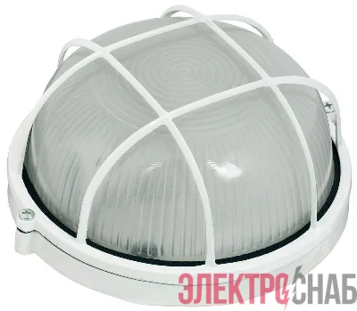 Светильник НПП 1302 60Вт E27 IP54 бел. круг с решеткой IEK LNPP0-1302-1-060-K01