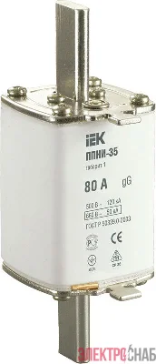Вставка плавкая ППНИ-35 80А габарит 1 IEK DPP30-080
