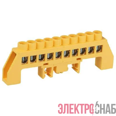 Шина PE земля в комбинированном изоляторе на DIN-рейку ШНИ-8х12-10-Д желт. NO-224-117 Эра Б0062976