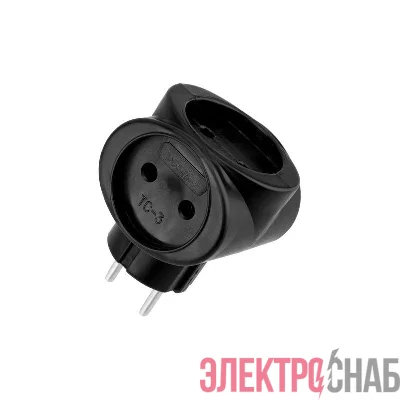 Разветвитель 3-м 6А IP20 220В биметал. черн. Rexant 11-1064-1