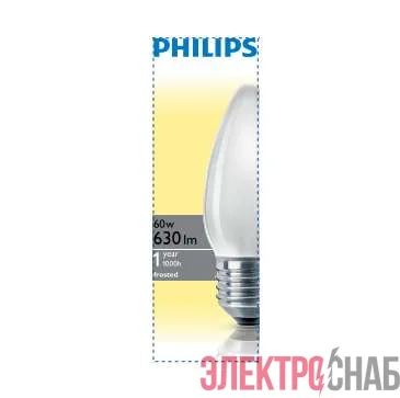 Лампа накаливания В35 60Вт E27 FR свеч. матов. Philips 921501644214 / 871150005651150