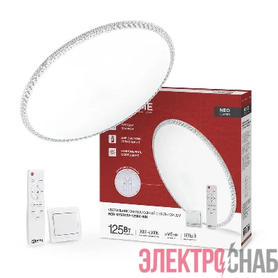 Светильник светодиодный NEO MYSTERY-125RC-WH 125Вт 3000-6500К 10000лм 230В 460х67мм с пультом ДУ бел. IN HOME 4690612060941