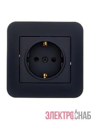 Розетка 1-м СП ASTI 16А IP20 с заземл. защ. шторки термопласт в сборе черн. бархат. LEZARD 7081-4242-124B