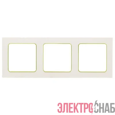 Рамка 3-м Стокгольм бел. с линией цвета зел. PROxima EKF EAM-G-302-10