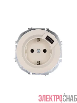 Розетка 1-м СП OSEN с заземл. + USB разъем механизм сл. кость LEZARD 743-9088-181