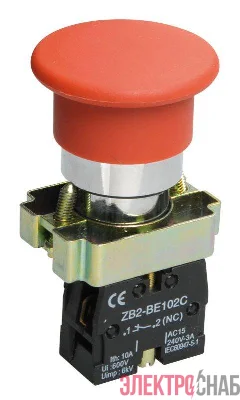 Кнопка LAY5-BC42 "Грибок" красн. 1p ИЭК BBG71-BC-K04
