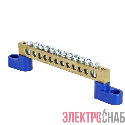 Шина нулевая N 8х12 12 отвер. латунь 2 син. угловых изолятора PROxima EKF sn0-125-12-2