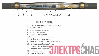 Муфта кабельная соединительная 10кВ 3 ПСТ(б)-10 (35-50) с соединителями ЗЭТАРУС zeta21596
