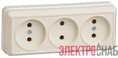 Розетка 3-м ОП Октава 10А IP20 без заземл. крем. IEK ERO30-K33-10-DC