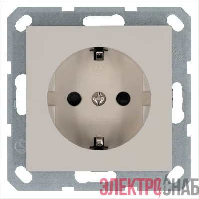 Розетка 1-м Shuko 16А IP20 с заземл. защ. шторки механизм тауп Jasmart G5501T