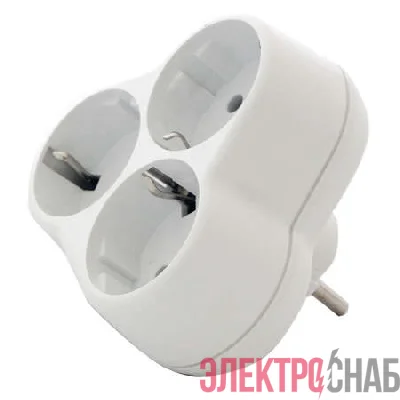 Разветвитель 3-м с заземл. 16А 250В еврослот кругл. бел. UNIVersal АК303