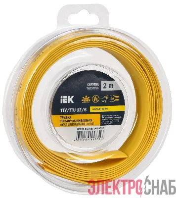 Трубка термоусадочная ТТУ нг-LS 12/6 желт./зел. (уп.2м) IEK UDR12-012-006-002-K52-T