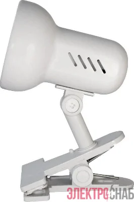 Светильник H-035 прищепка 220В 40Вт метал. бел. Camelion 7198