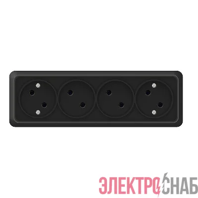 Розетка 4-м ОП Олимп 16А IP20 без заземл. черн. Universal 2219