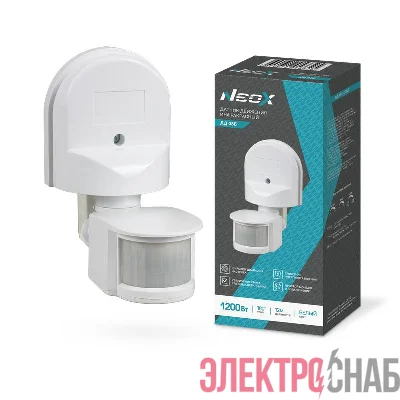 Датчик движения инфракрасный ДД 08Б 1200Вт 180град. 12м IP44 бел. NEOX 4690612053325