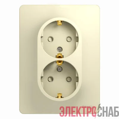 Розетка 2-м СП Glossa защ. шторки с заземл. в сборе беж. SchE GSL000226