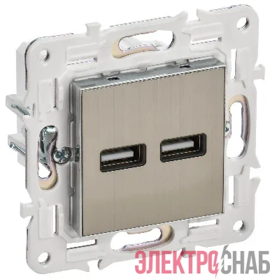 Розетка USB A+A 3.1А SKANDY SK-R15N никель IEK SK-U21-D31-K50