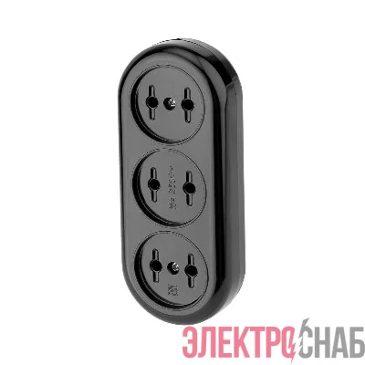 Колодка удлинителя 3-м без заземл. 16А карболит черн. Rexant 11-8979