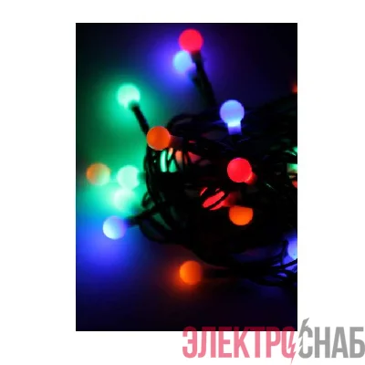 Гирлянда декоративная "Маленькие шарики cherry" 30LED 4.4м (2.9+1.5м) зел. провод IP20 мультиколор Космос KOC_GIR30LEDBALL_RGB