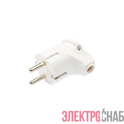 Вилка Евро угловая 16А с заземл. бел. Rexant 16-0728