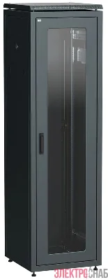 Шкаф сетевой 19дюйм LINEA N 42U 600х800мм стеклянная передняя дверь задняя металлическая черн. ITK LN05-42U68-GM