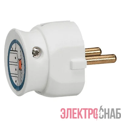 Вилка электрич. каб. Helium 16А 2P плоская бел. Leg 050183