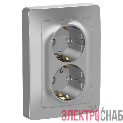 Розетка 2-м СП BLANCA 16А 250В защ. шторки с заземл. алюм. SchE BLNRS001123