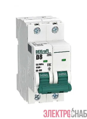 Выключатель автоматический модульный 2п D 8А 6кА ВА-103 DEKraft 12350DEK