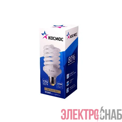 Лампа люминесцентная компакт. SPC 35Вт E27 спиральная 2700К КОСМОС LKsmSPC35wE2727
