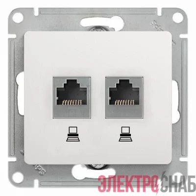 Розетка компьютерная 2-м Glossa RJ45 кат.5E механизм бел. SE GSL000185KK