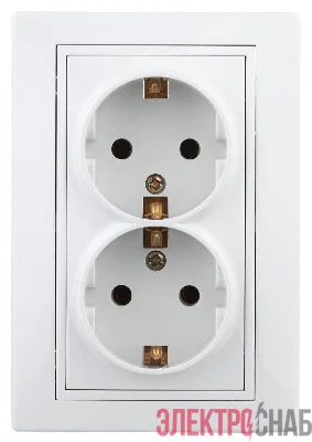 Розетка 2-м СП Plano 1-205-01 16А IP20 250В 2х2P+E Schuko бел. Intro Б0053915