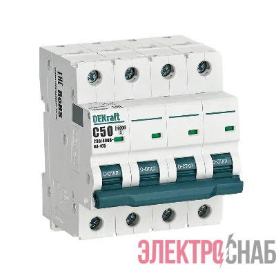 Выключатель автоматический модульный 4п C 50А 10кА ВА-105 DEKraft 13194DEK