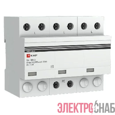 Устройство защиты от импульсных перенапряжений УЗИП Тип 1 Iimp 25кА (10/350мкс) 3P EKF spd-t1-25-3p